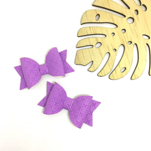 Purple Leatherette Piggytail clip pair