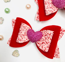Load image into Gallery viewer, Red Valentines Heart Bow