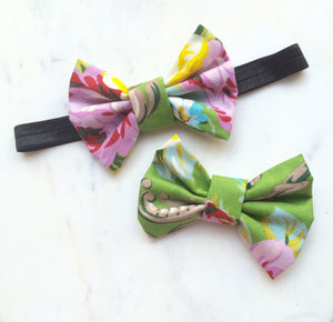 Floral Fabric Small Bow Headband