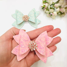 Load image into Gallery viewer, Mint Lace Rhinestone bow