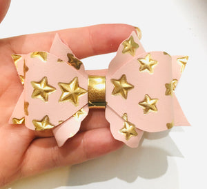 Metallic Scallop Primrose Pink bow