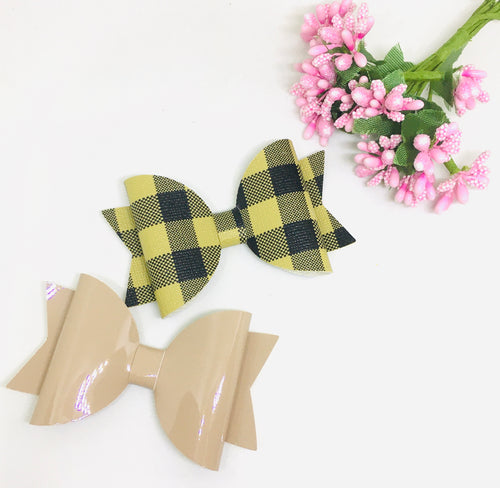 Everyday Beige Tartan Bow Pair