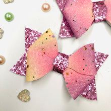 Load image into Gallery viewer, Rosey Rainbow Glitter Bow