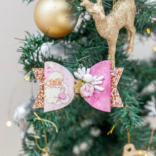 Load image into Gallery viewer, Christmas Pink Glitter Santa bow