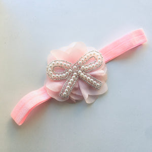 Pink Appliqué flower bow