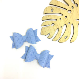Blue Leatherette Piggytail clip pair