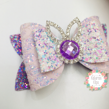 Load image into Gallery viewer, Rhinestone Easter Purple bunny Bow