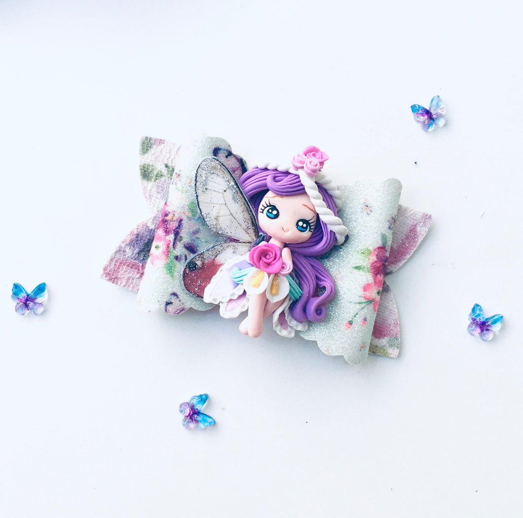 Purple hair medium Fairy Bow