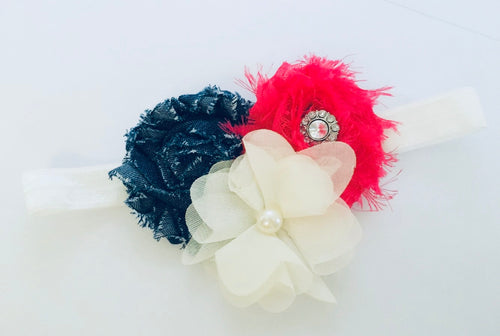 Chiffon Trio Flower bow headband