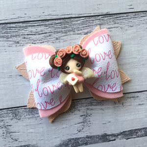 Valentine Girl Pink Clay Bow