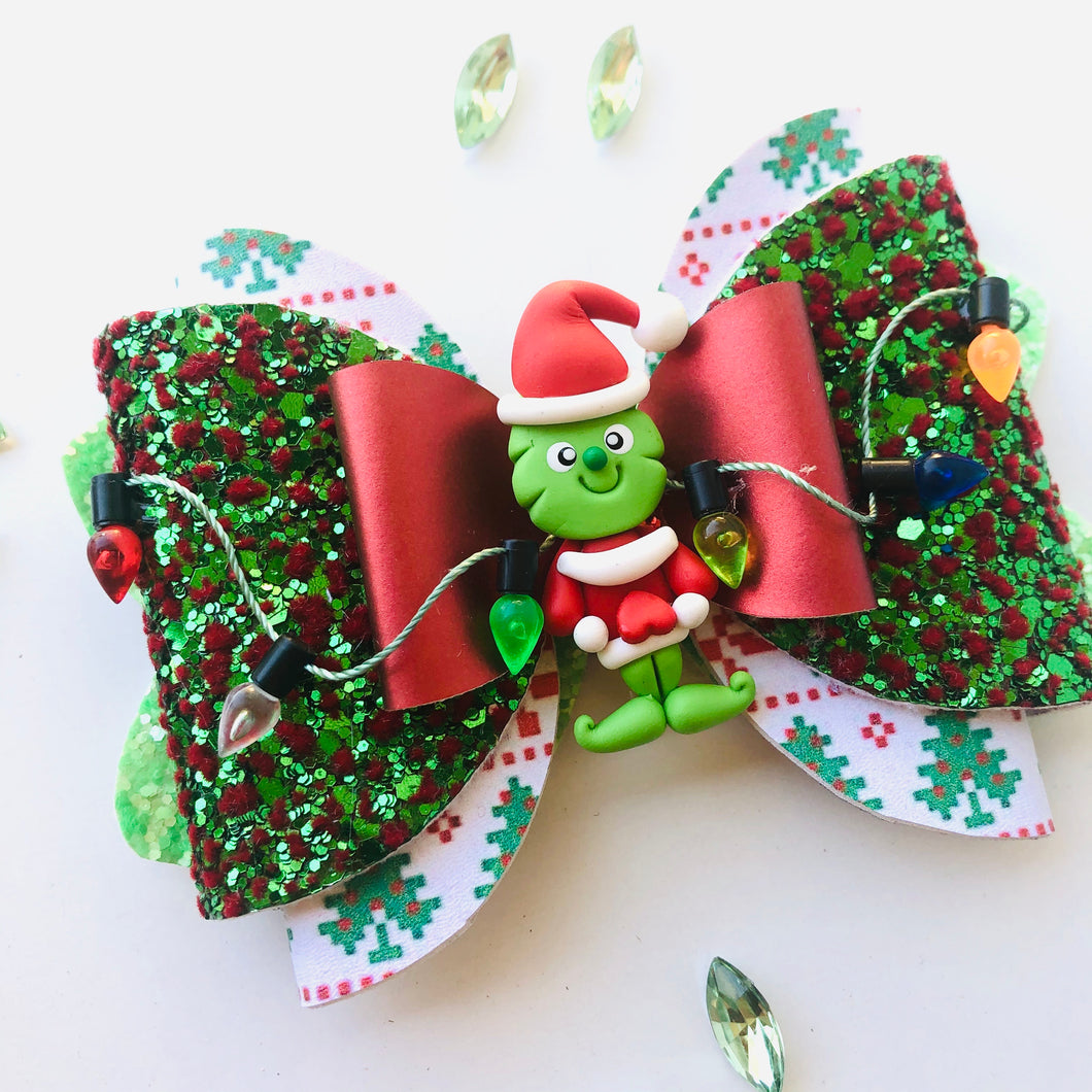 Christmas Grinch Large  Clay bow