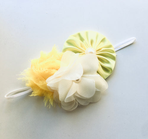 Chiffon Trio Flower bow headband