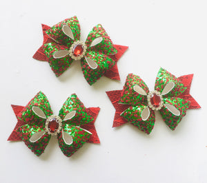 Christmas Rhinestone Fleur bow