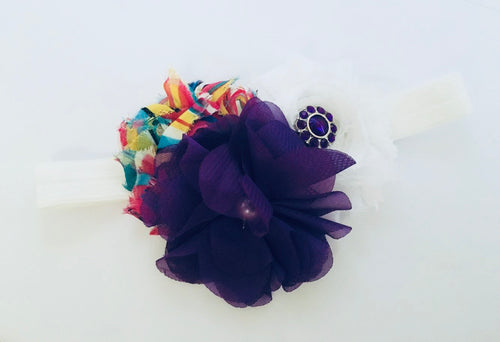 Chiffon Trio Flower bow headband