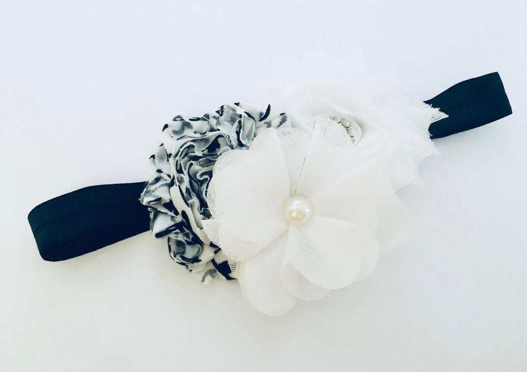 Chiffon Trio Flower bow headband