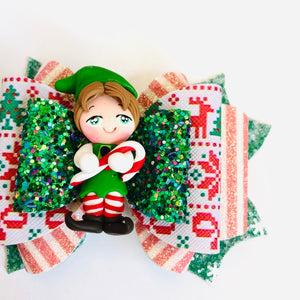 Christmas Elf Buddy Medium Clay bow