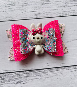 Easter Bunny Pink Clay Bow