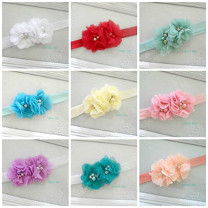 Double Rhinestone Flower bow - choose colour