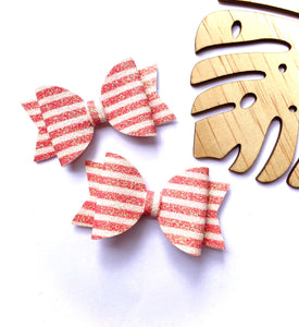 Christmas Red Stripe Piggytail clip pair