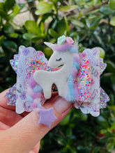 Load image into Gallery viewer, Fancy Hair Star Unicorn Clay Bow
