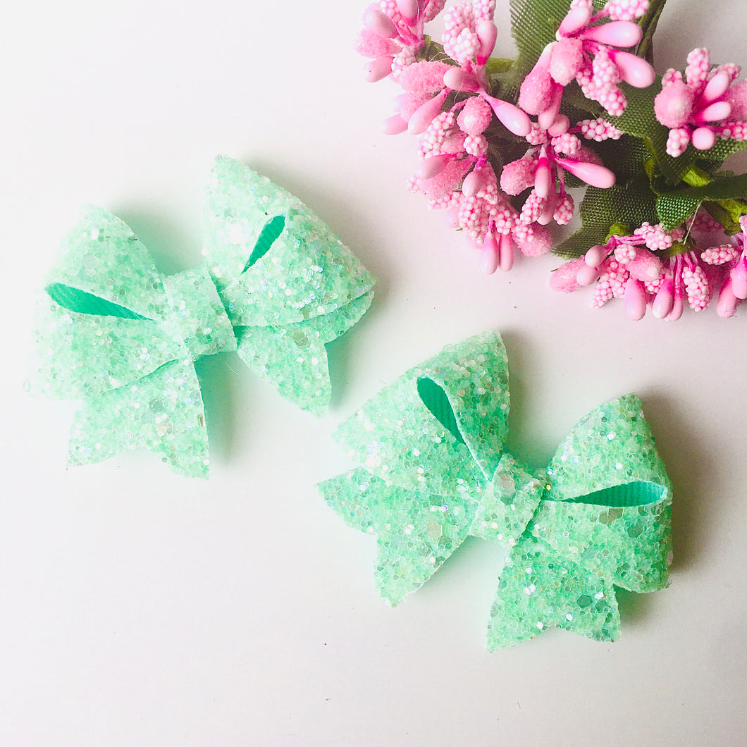 Mint Green Violet Bow
