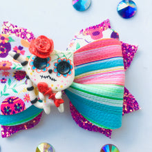 Load image into Gallery viewer, Clay Cat Sugar Skull Fiesta Bow