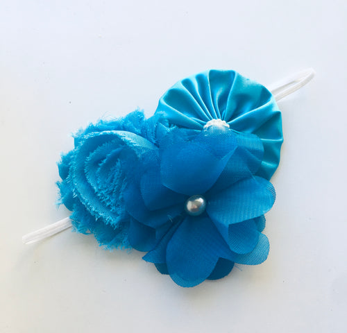 Chiffon Trio Flower bow headband