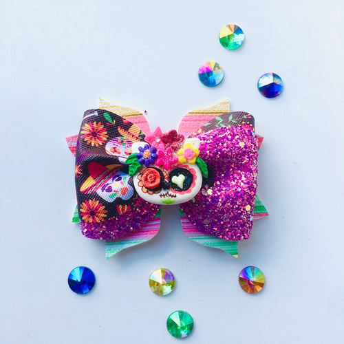 Clay Sugar Skull Fiesta Bow