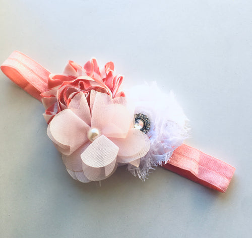 Chiffon Trio Flower bow headband