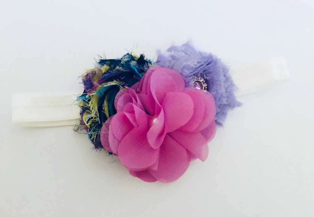 Chiffon Trio Flower bow headband