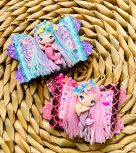 Load image into Gallery viewer, Fancy Hair Blue Mermaid Clay Bow