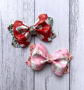 Santa Pinch bow - red or pink