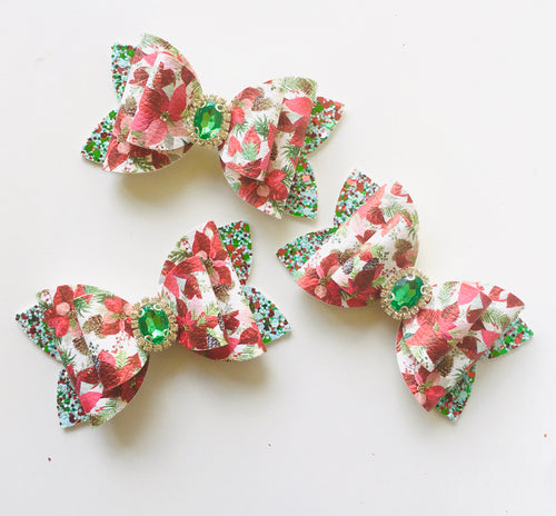 Christmas Poinsettia Glitter bow