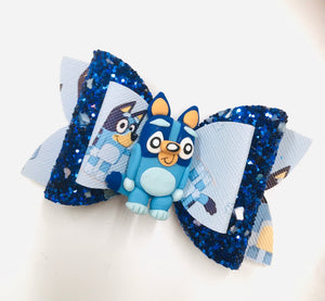 Bluey Dog Clay Bow