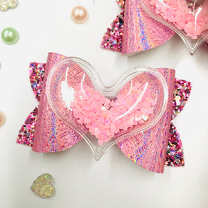 Sequin Heart Pink bow