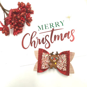 Christmas Reindeer Medium Clay bow