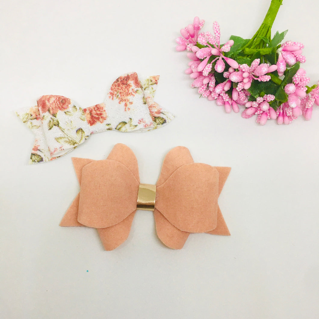 Faux Suede and Leatherette Peach clip pair