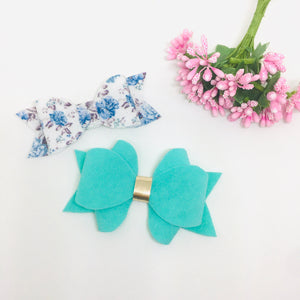 Faux Suede and Leatherette Teal clip pair