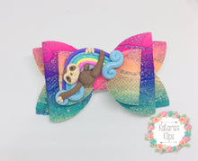 Load image into Gallery viewer, Sloth Rainbow Clay Bow