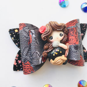 Clay Witch Rose Halloween Bow