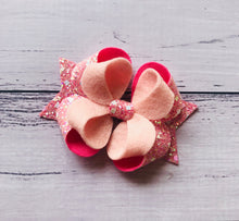 Load image into Gallery viewer, Pink Glitter Felt Posey Bow