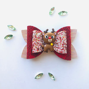 Christmas Reindeer Medium Clay bow