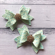 Load image into Gallery viewer, Mint Lace Rhinestone bow