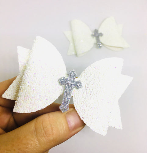 Christening/ Baptism Cross White bow