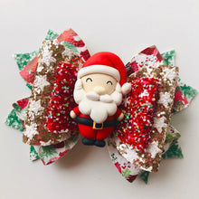 Load image into Gallery viewer, Christmas Santa Green Large Clay bow