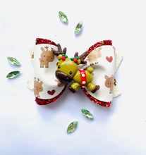 Load image into Gallery viewer, Christmas Reindeer Large Clay bow