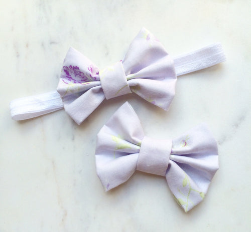 Floral Fabric Small Bow Headband