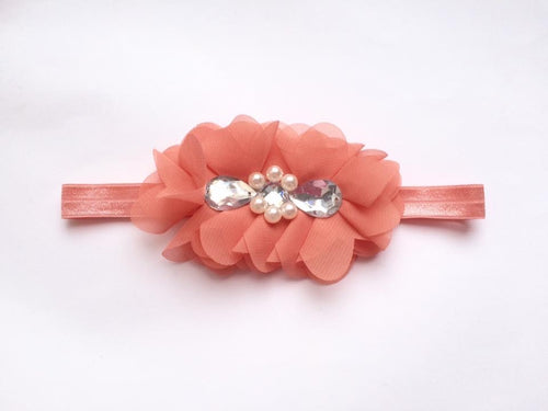 Orange Rhinestone Flower bow