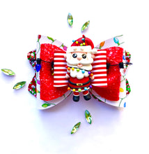 Load image into Gallery viewer, Christmas OOAK Santa Lights Large Clay bow