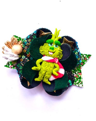 Christmas Grinch Medium Posey Clay bow